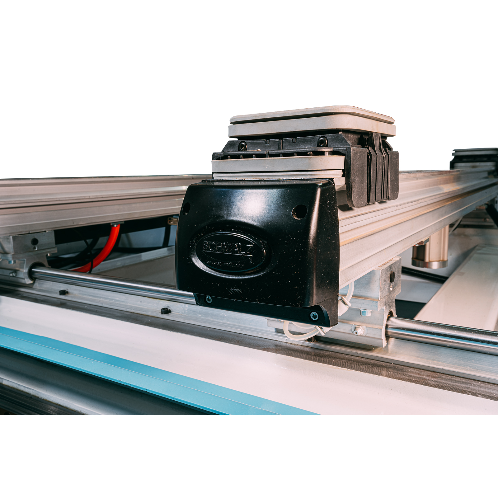 Acționarea / fixarea riglelor se realizează pneumatic, rapid și fără efort